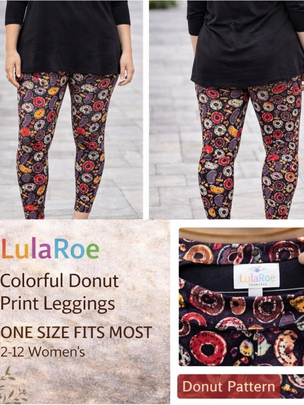 Lula roe Colorful Donut Print Leggings ONESIZE FITS MOST 2-12 women